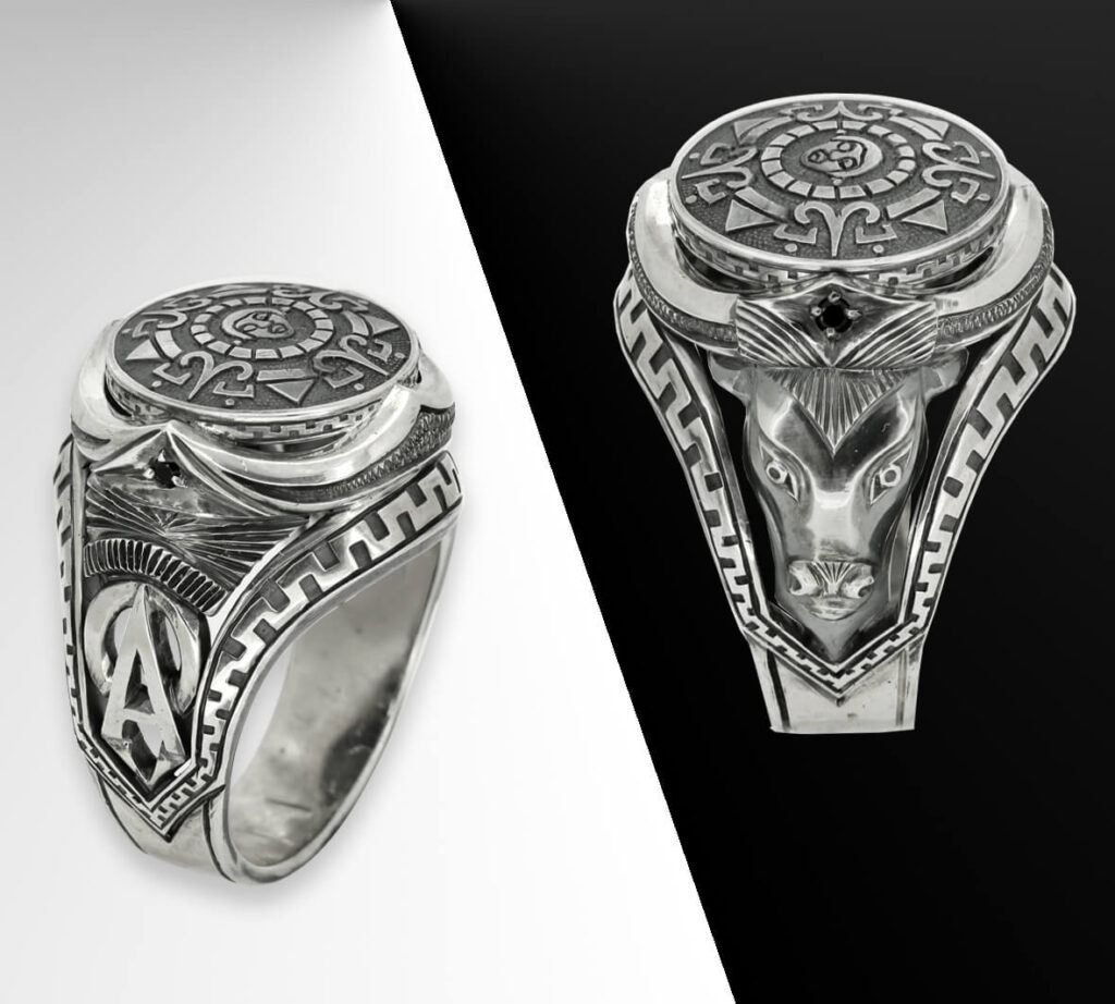 авторское мужское кольцо из серебра