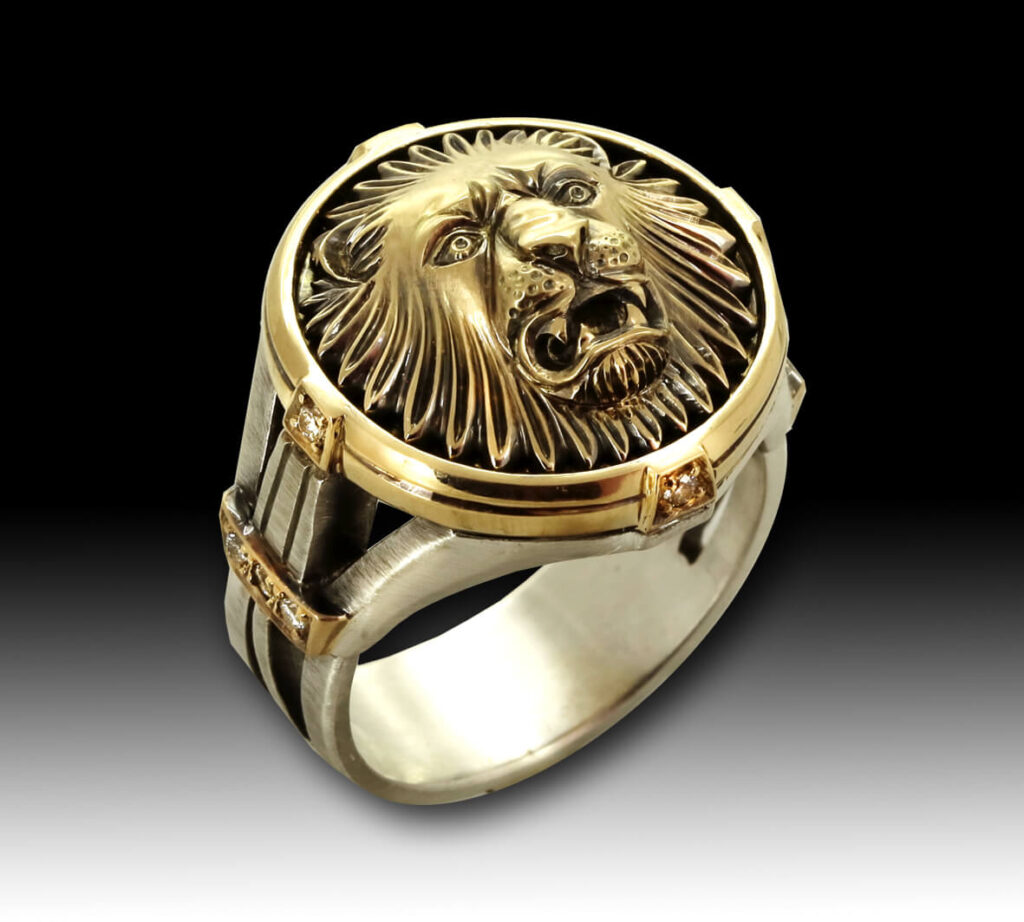 мужское кольцо лев в стиле ампир