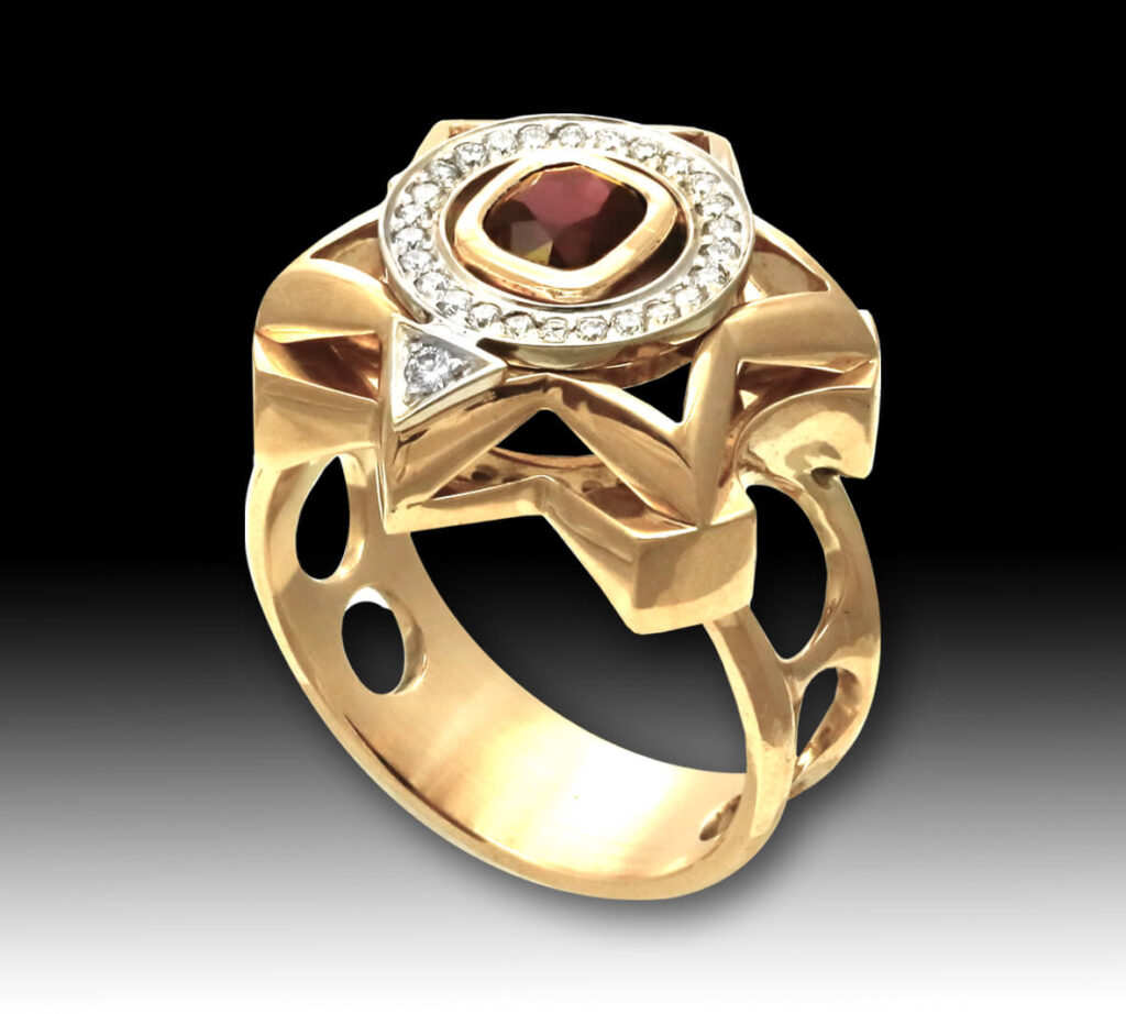 мужское кольцо с пурпурным сапфиром